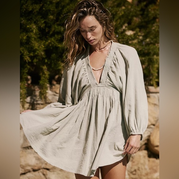 Free People Dresses & Skirts - Free People For the moment mini dress cream dark ivory Oxide pockets NWOT